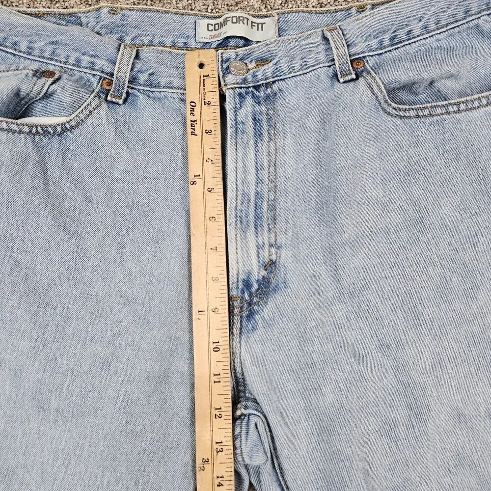 Levis 550 Jeans Mens 38x31 Blue Denim Relaxed Tapered Grunge Skate Distressed